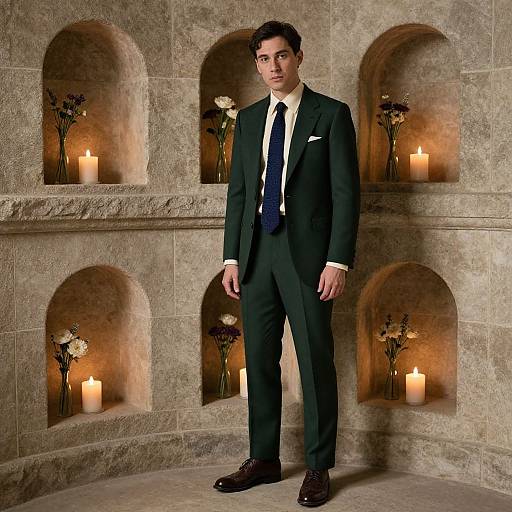 Man in Vintage Stone Niche Setting