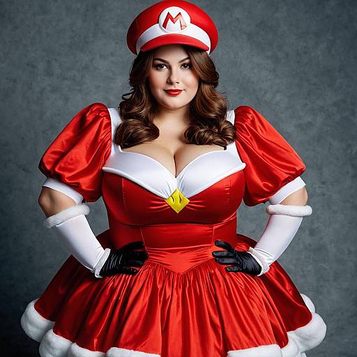 Plus Size Woman in Red Mario Costume