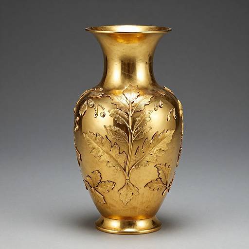Golden Vase with Intricate Leaf Designs