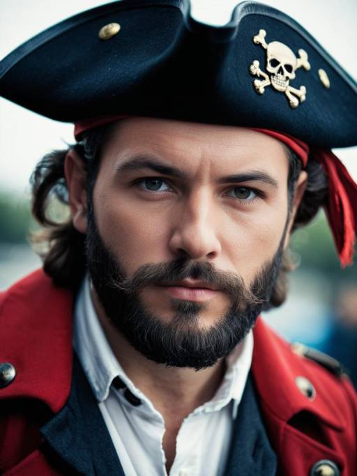 Realistic Pirate Man with Facial Hair