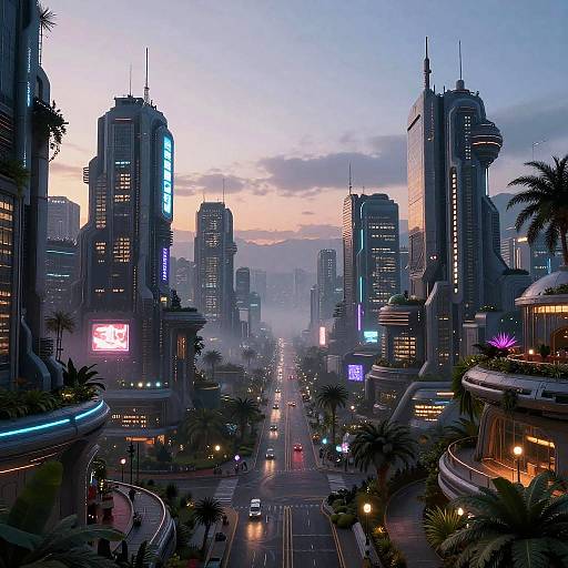 Serene Futuristic Alien Cityscape at Dusk