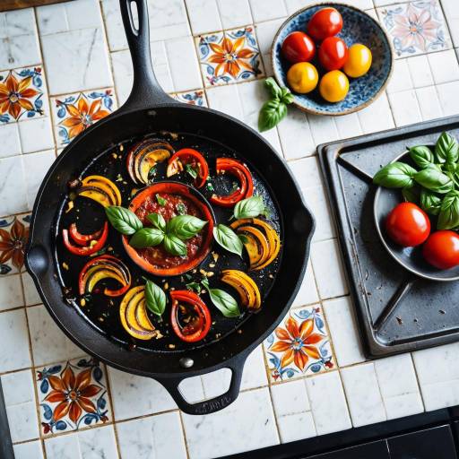 Rustic Skillet with Colorful Ratatouille