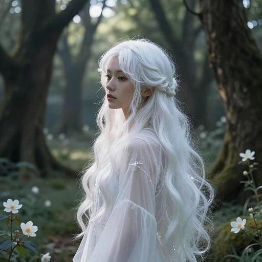 Ethereal Girl in Mystical Forest