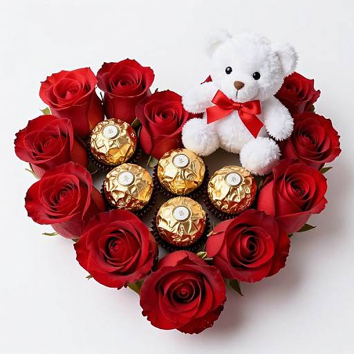 Heart-Shaped Roses and Chocolates Gift