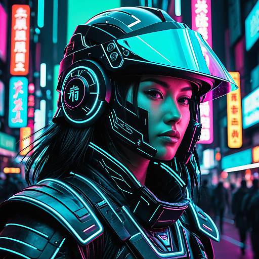 Neon Samurai in Cyberpunk World