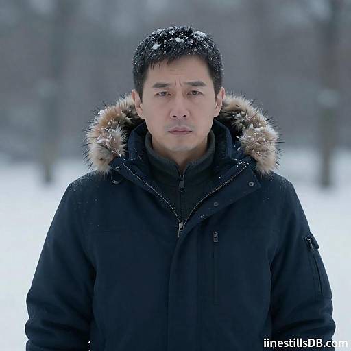 Focused Man in Winter Landscape