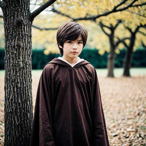 Boy in Brown Cosplay Cloak Outdoors