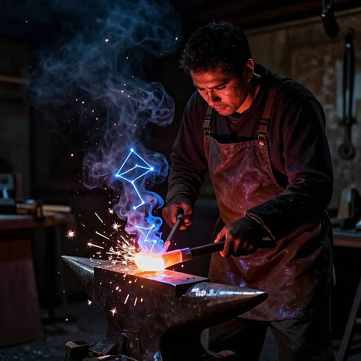 Celestial Blacksmith Forging Starry Constellations