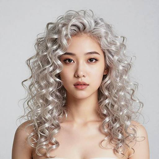 Ethereal Platinum Curly Hair Portrait