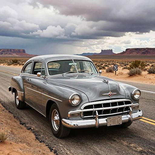 Vintage Car on Desert Highway