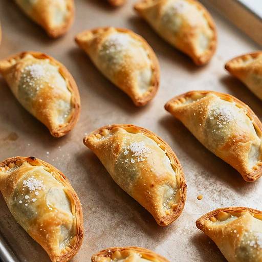 Close-Up of Flaky Orange Pastry Pockets