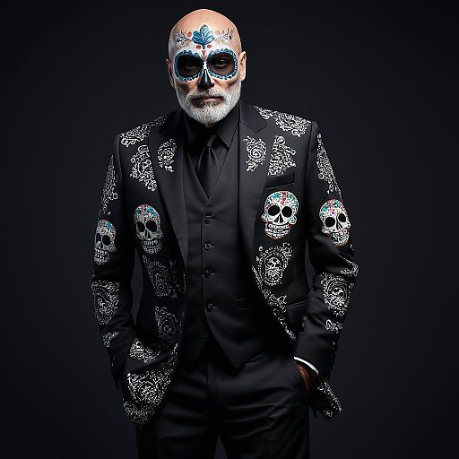 Solemn Elderly Man in Calavera Style