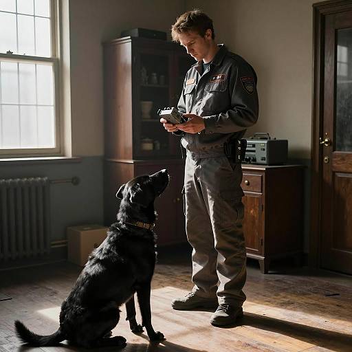 Mysterious Man and His Dog