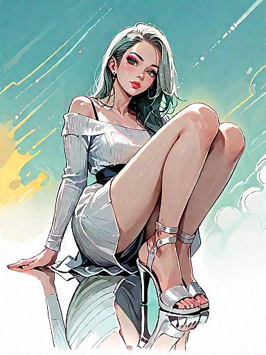 Stylish Woman in Fitted Midi Dress