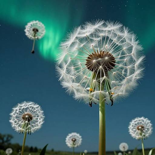 Dandelion Balloons Under Aurora Sky