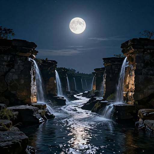 Ethereal Moonlit Stone Landscape