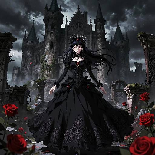 Gothic Anime Heroine in Ruins