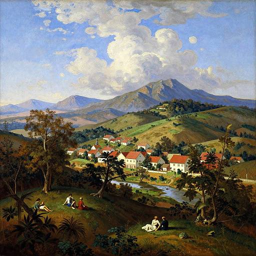 Classic Romantic Landscape Oil Painting