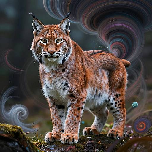 Majestic Lynx on Swirling Tornado