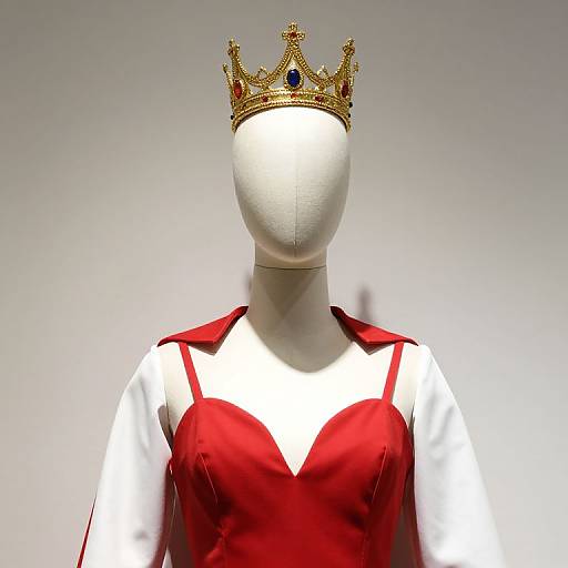 Mannequin in Regal Red and White Outfit