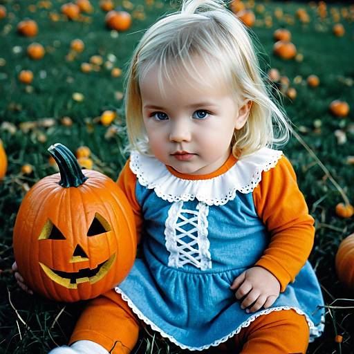 Adorable Halloween Infant in Pumpkin Costume