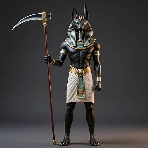 Photorealistic Anubis with Scythe