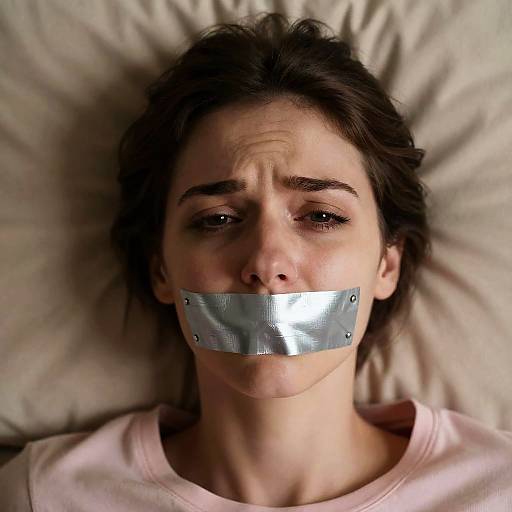 Frightened Woman in Soft Lighting