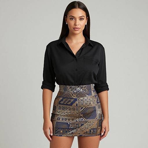 Casual Chic Woman in Geometric Mini Skirt