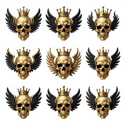 Intricate Gold and Black Devilish Emblems
