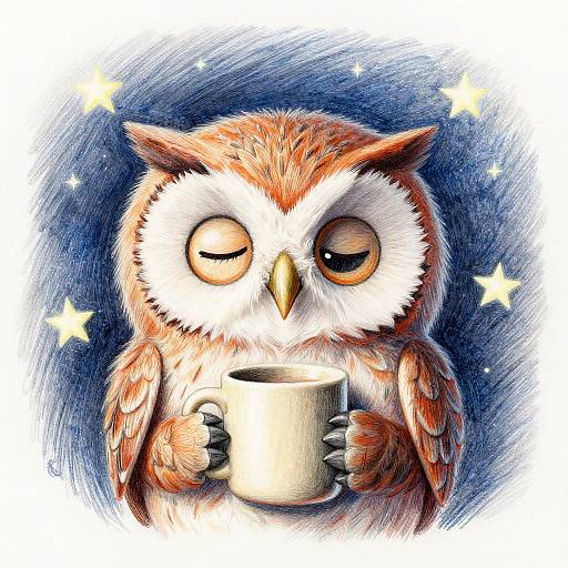 Whimsical Baby Owl Sketch