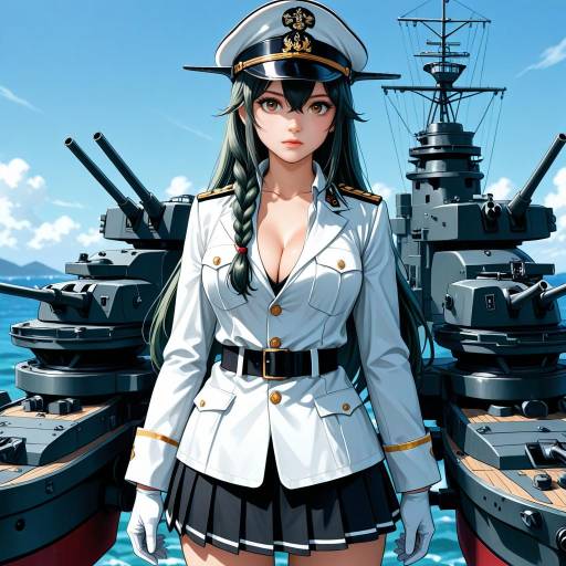 Confident Naval Girl with UFO Intrusion