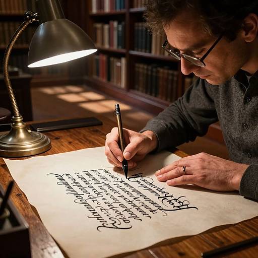 Hyperrealistic Portrait of Master Calligrapher