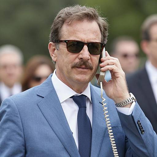 Casual Conversation in a Light Blue Suit