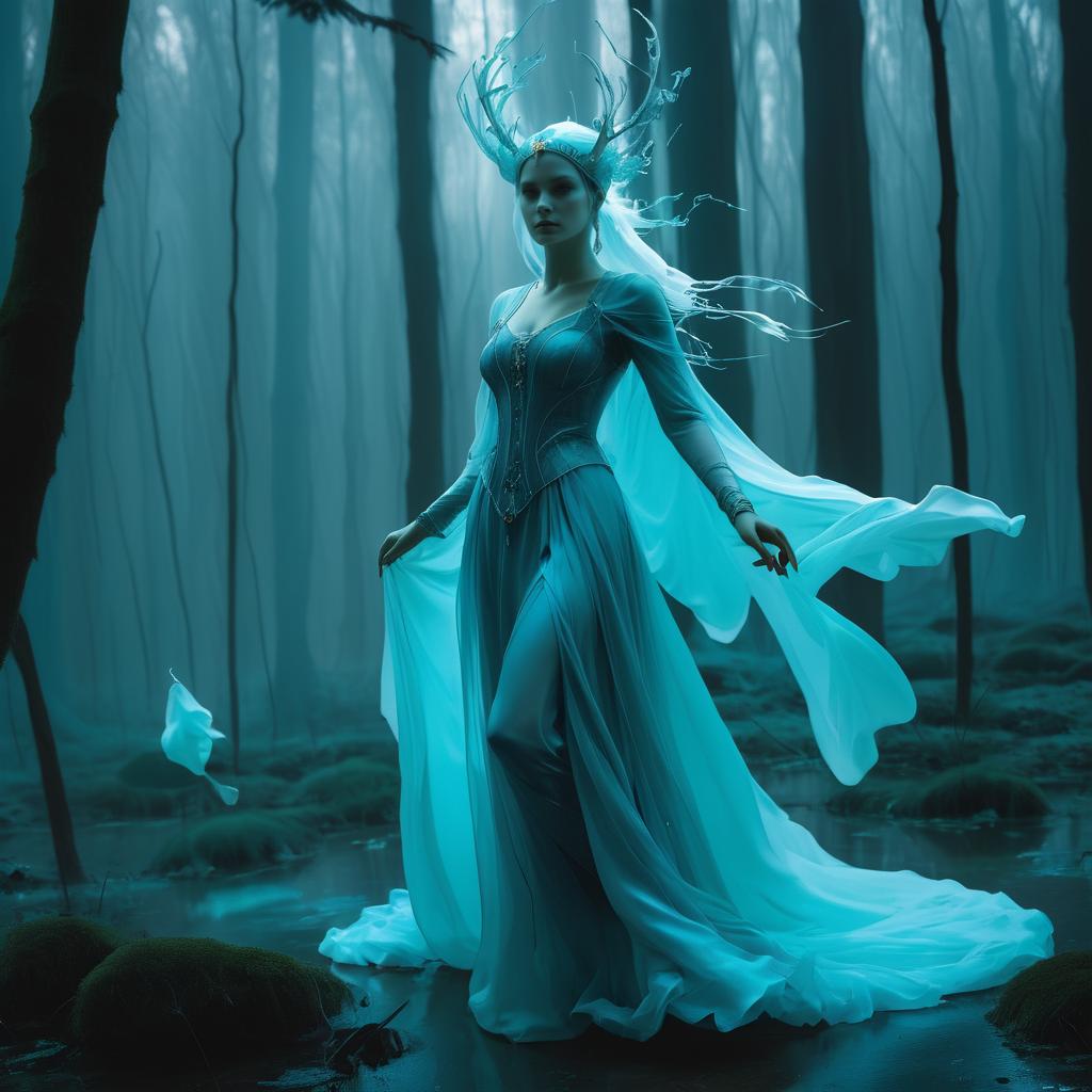 Ethereal Sorceress in Mystical Forest