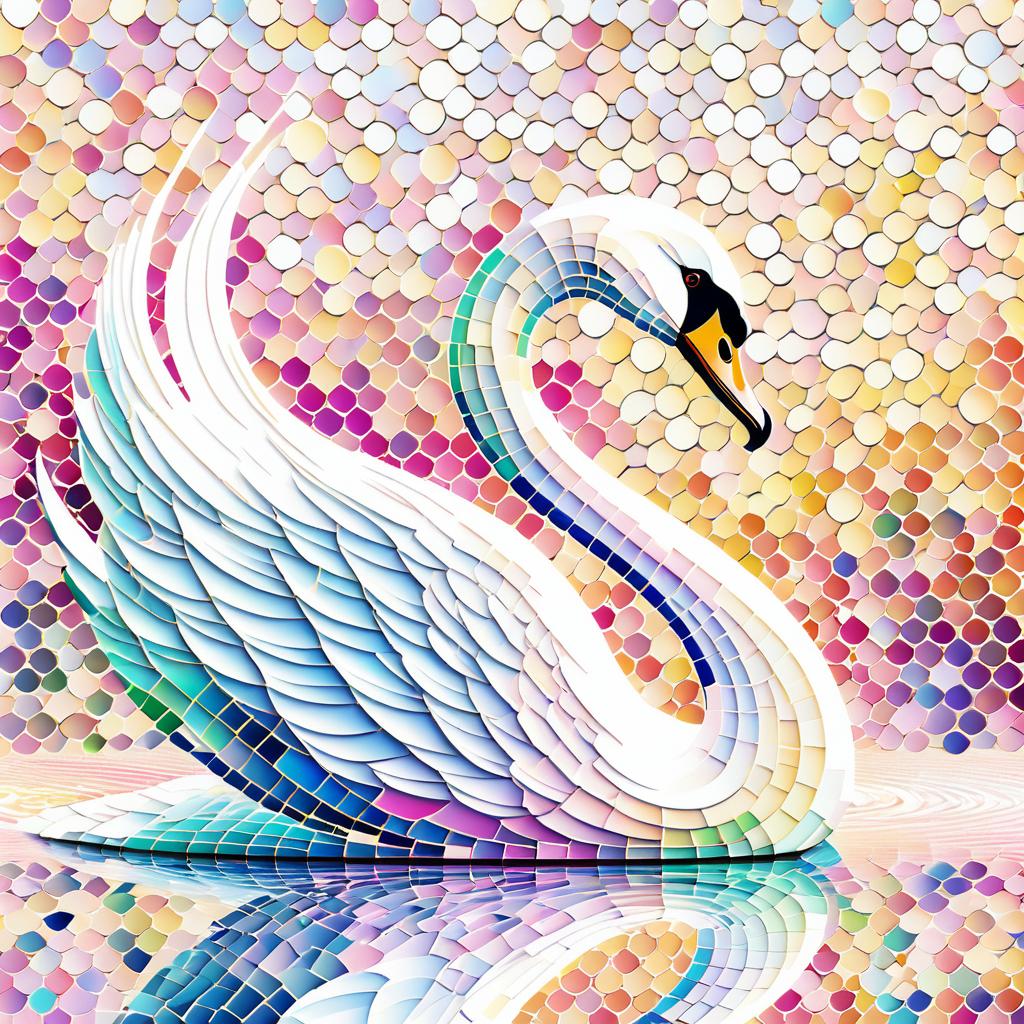 Romantic Swan Mosaic Art in Bubbles