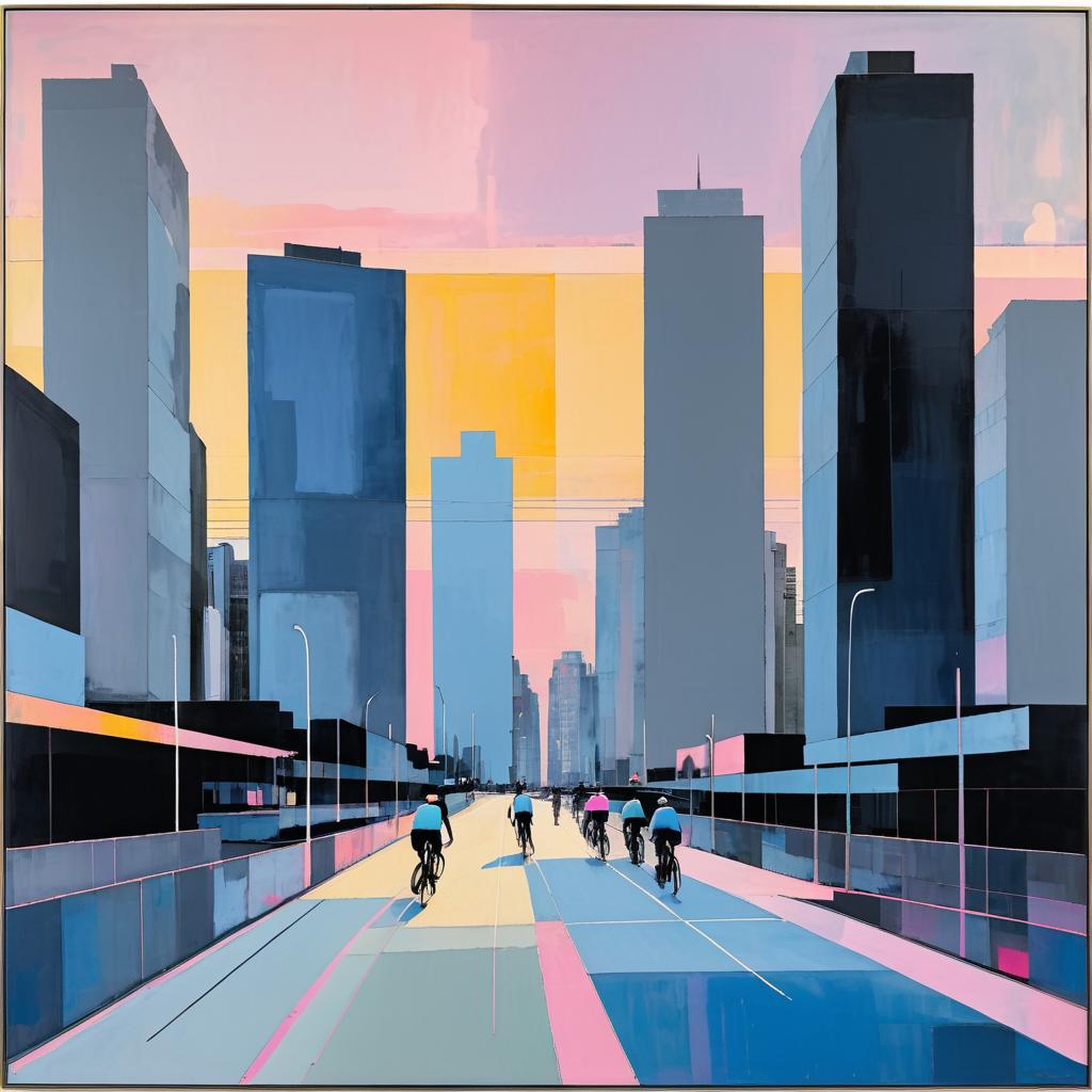 Richard Diebenkorn Inspired Urban Sunset Scene