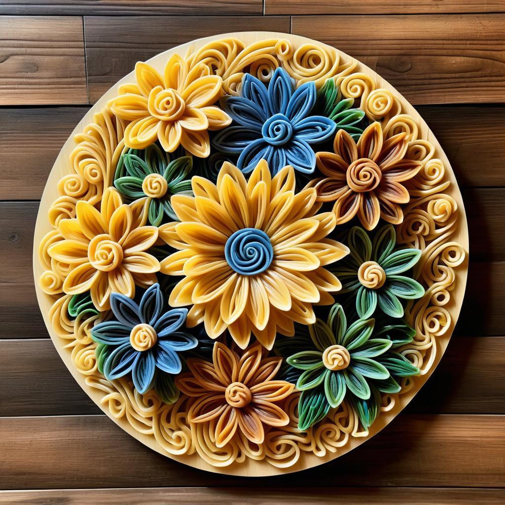 Intricate Pasta Art: Floral Creation