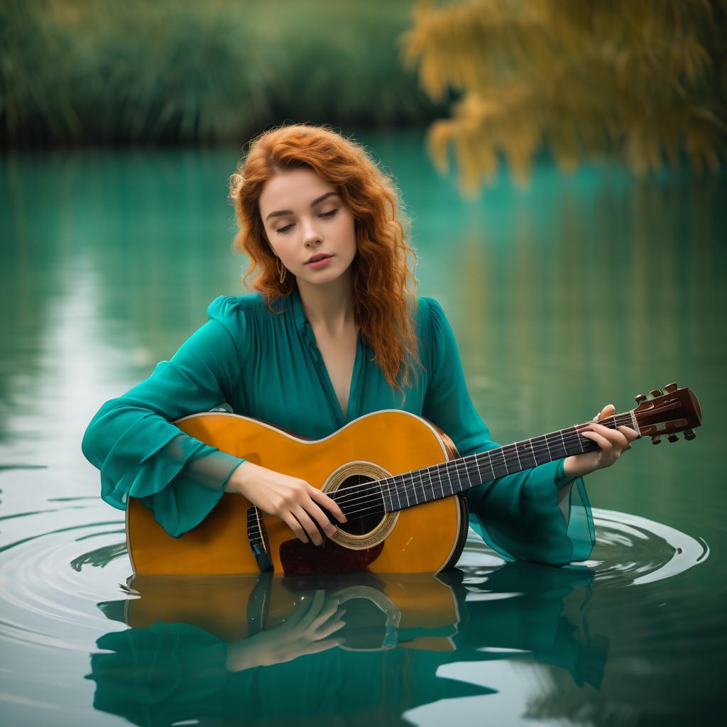 Serene Musician in Water Portrait