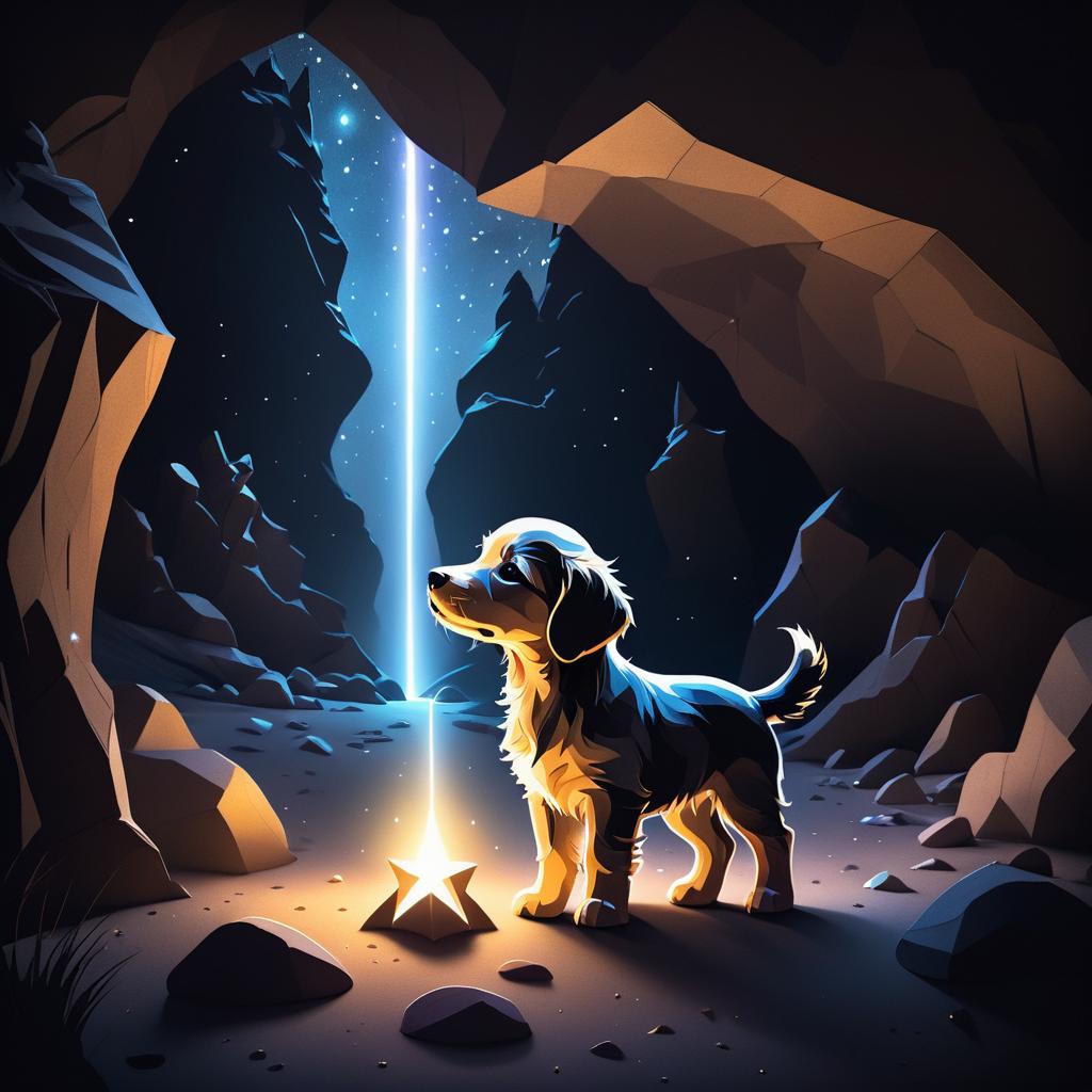 Whimsical Puppy and Glowing Star Discovery