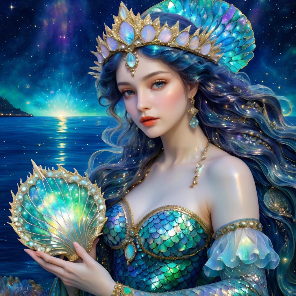 Celestial Mermaid Queen with Conch Shell