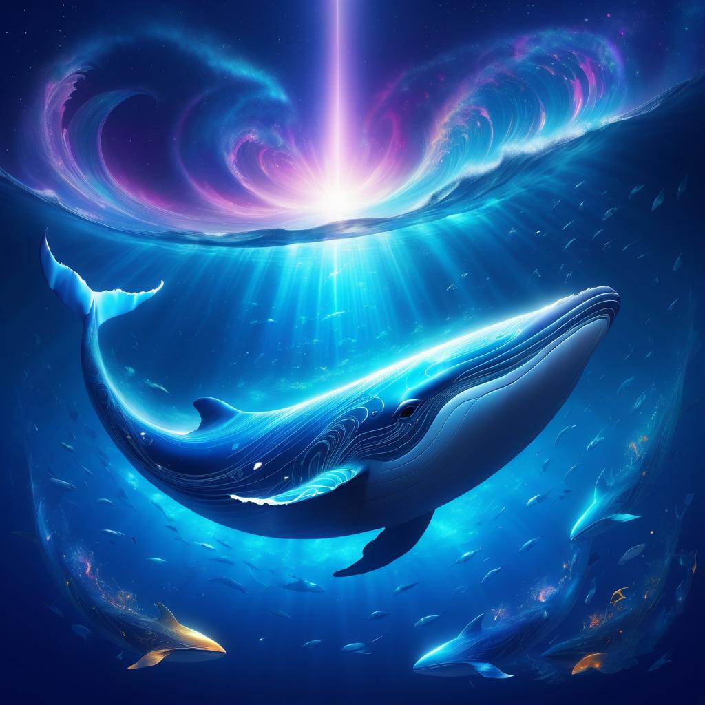 Ethereal Whale in a Dreamlike Ocean