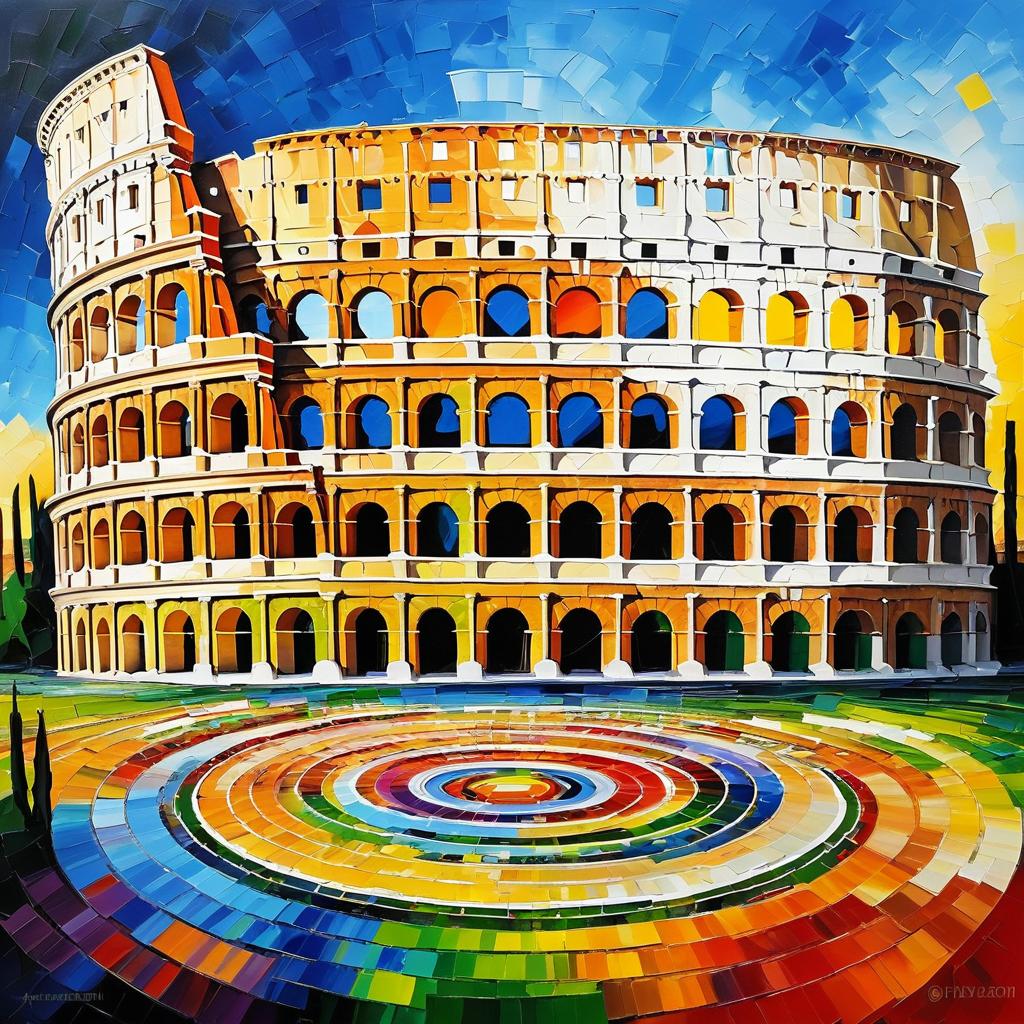 Kandinsky-Style Colosseum Oil Painting