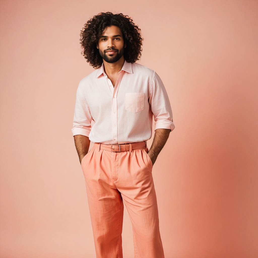 Casual Father in Linen Outfit Photoshoot