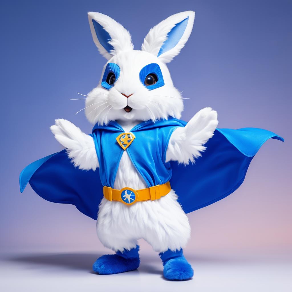 Superhero Bunny with Blue Cape