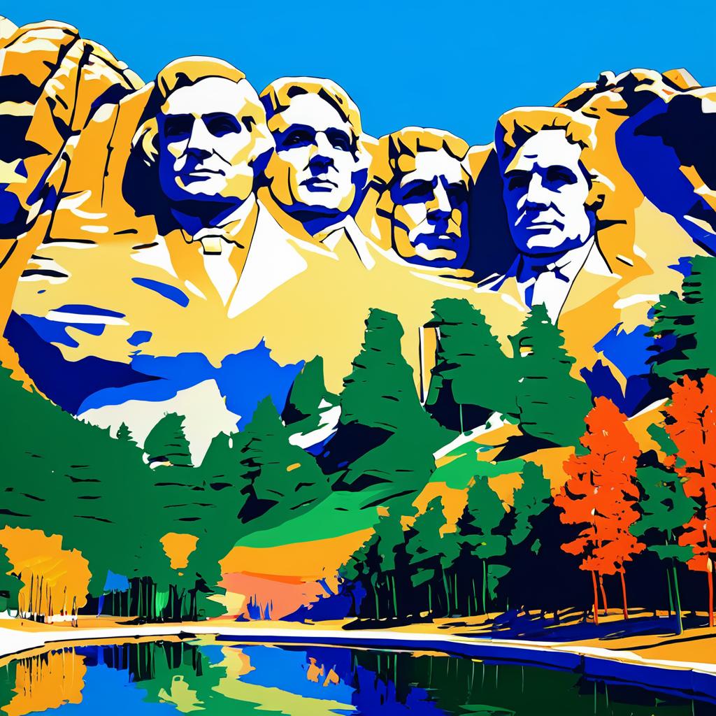 Warhol-Inspired Mount Rushmore Painting