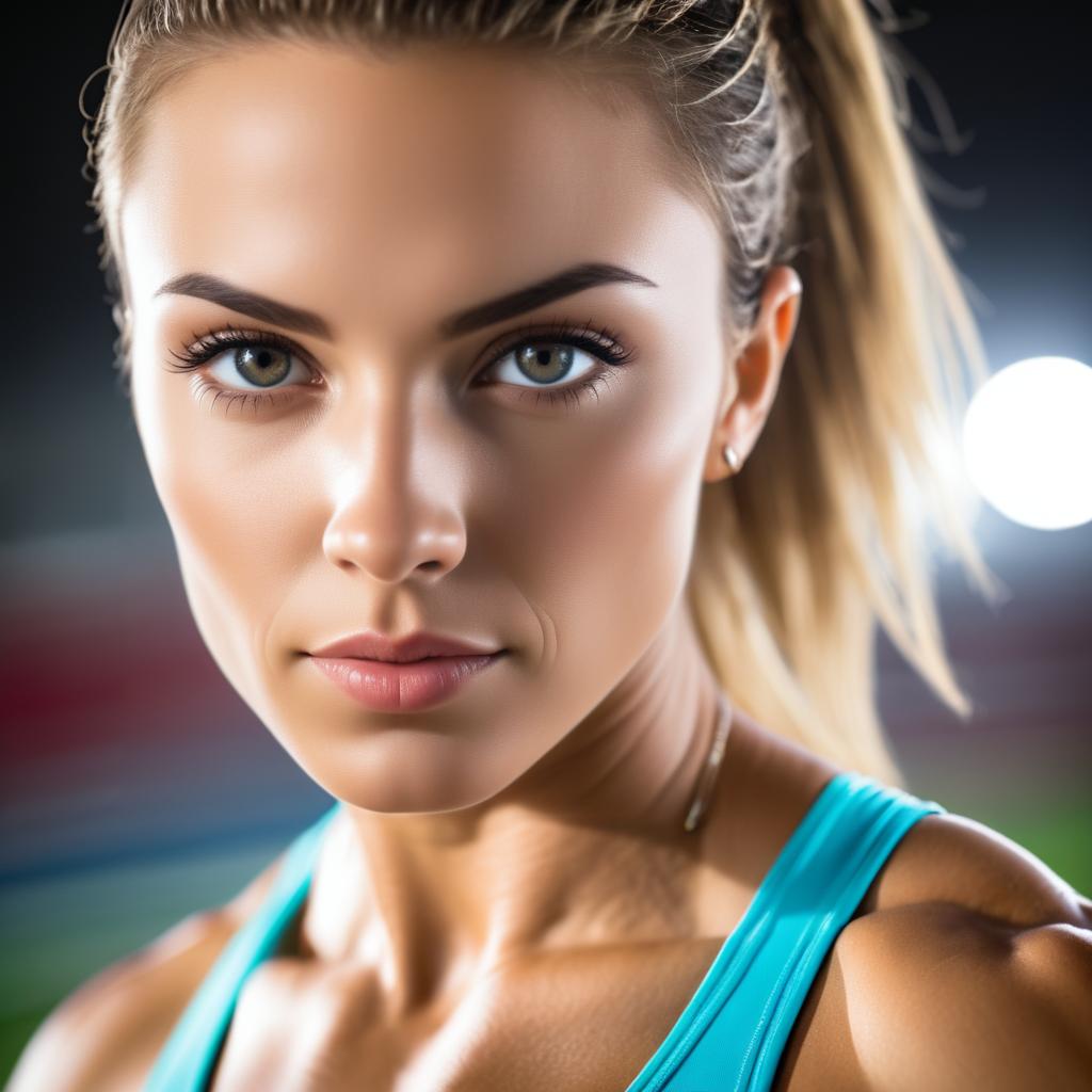 Athletic Woman Close-Up with Bright Eyes