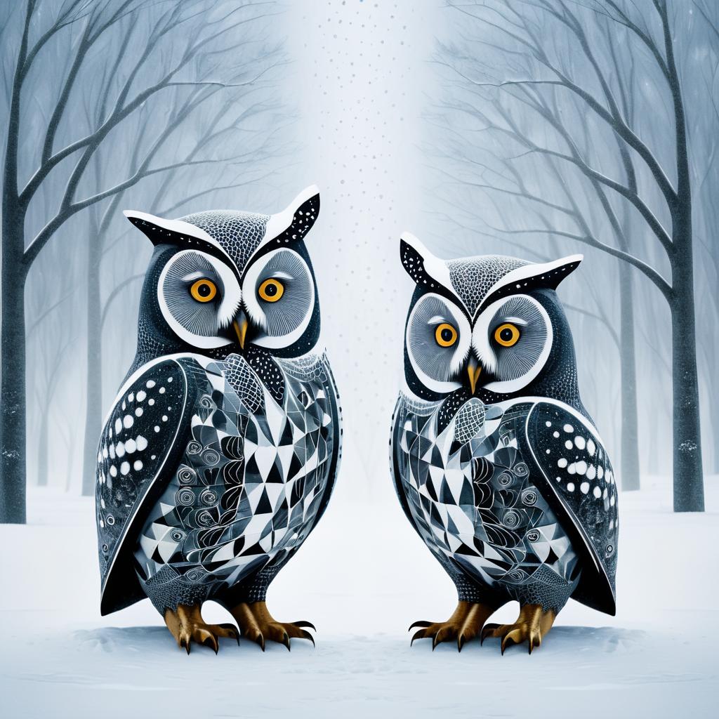 Owls in Snowstorm: Inuit Art Inspiration