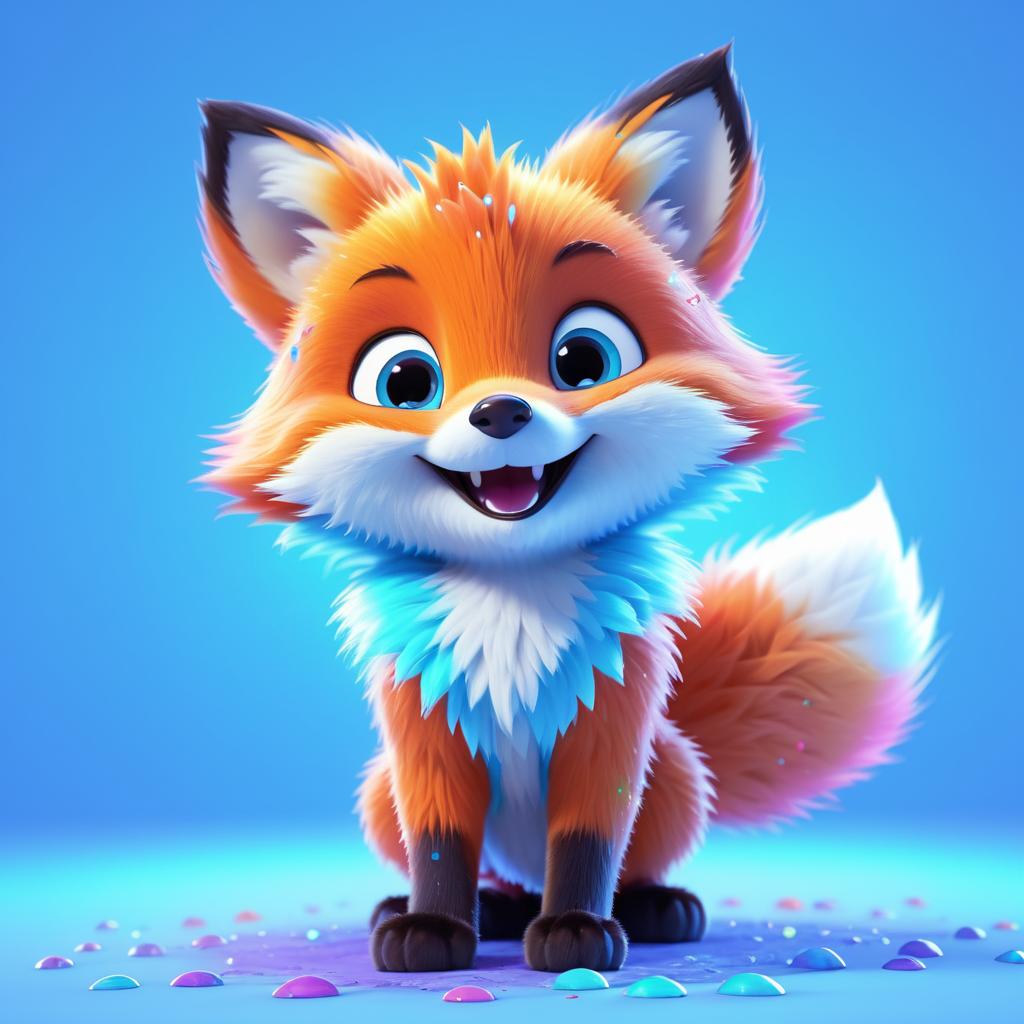 Cute Baby Fox in Vibrant Pixar Style