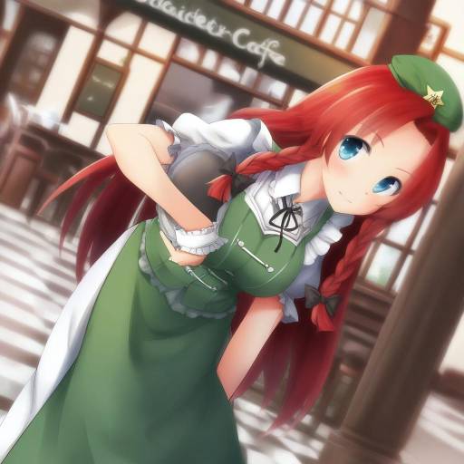 Red-Haired Maid in a Cozy Cafe