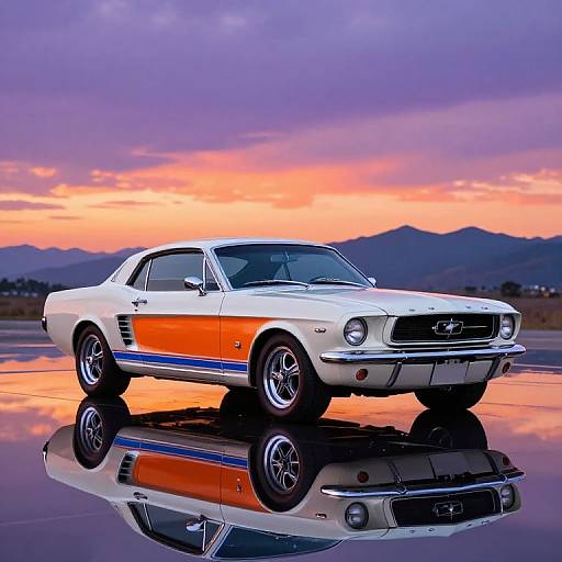 Retro Mustang on Reflective Surface